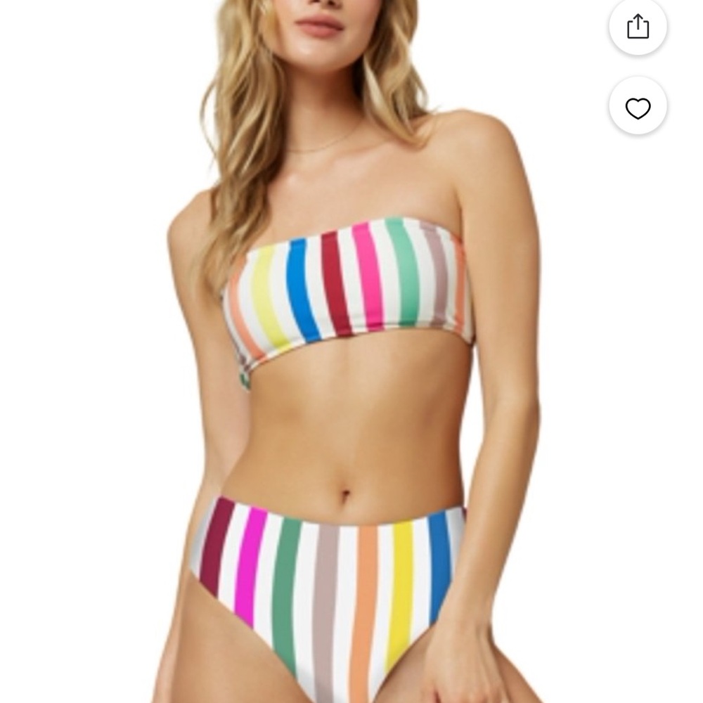 O'Neill Cascada Stripe Bikini high-waist multi-colored striped pattern sz large